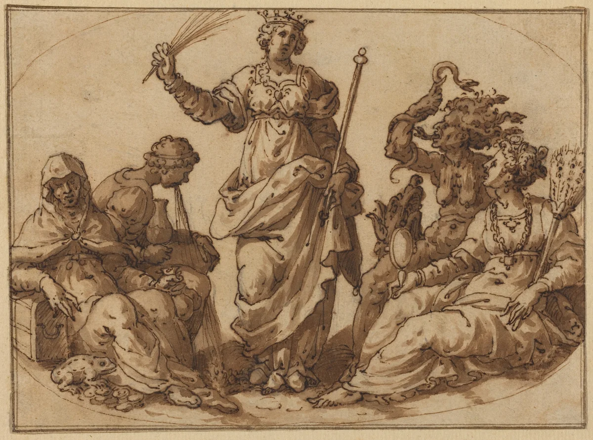 Virtue Triumphing over Vices by None, drawing, 1500-1599