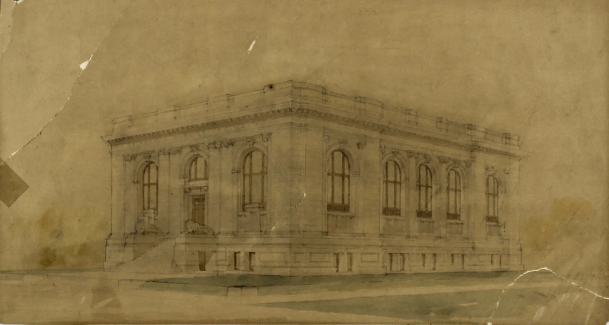 Colorado Springs Public Springs, Colorado, Perspective by Peter Joseph Weber, drawing, 1900-1910