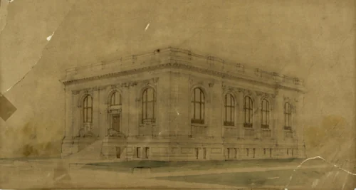 Colorado Springs Public Springs, Colorado, Perspective by Peter Joseph Weber, drawing, 1900-1910