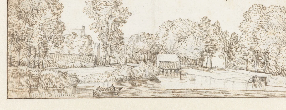 Riviergezicht aan de Vecht by Jacob Esselens, drawing, 1636-1687