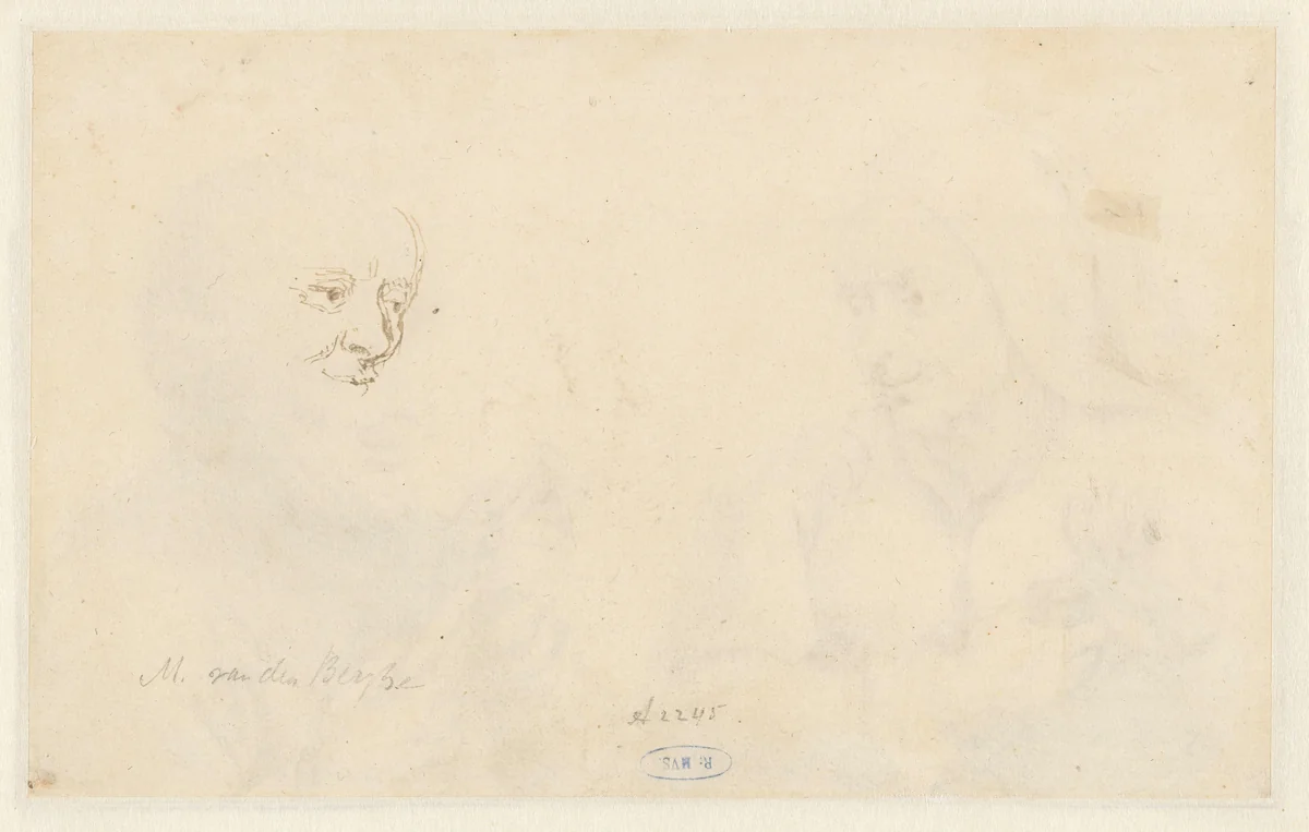 Schets van een gezicht by Matthys van den Bergh, drawing, 1677