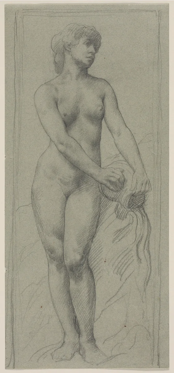 Nude Woman by Alphonse Legros, drawing, 1853-1911