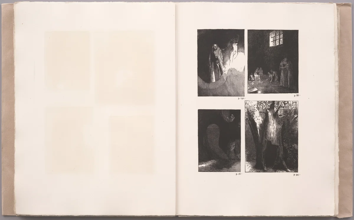 Fifth table of plates from La Tentation de Saint-Antoine by Odilon Redon, illustrated book, 1910