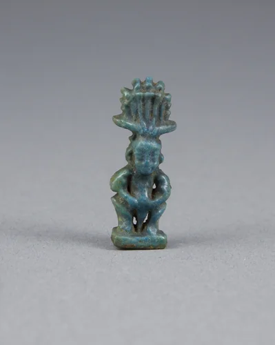 Amulet of the God Pataikos wearing Atef Crown by Egyptian, metalwork, -1069--332