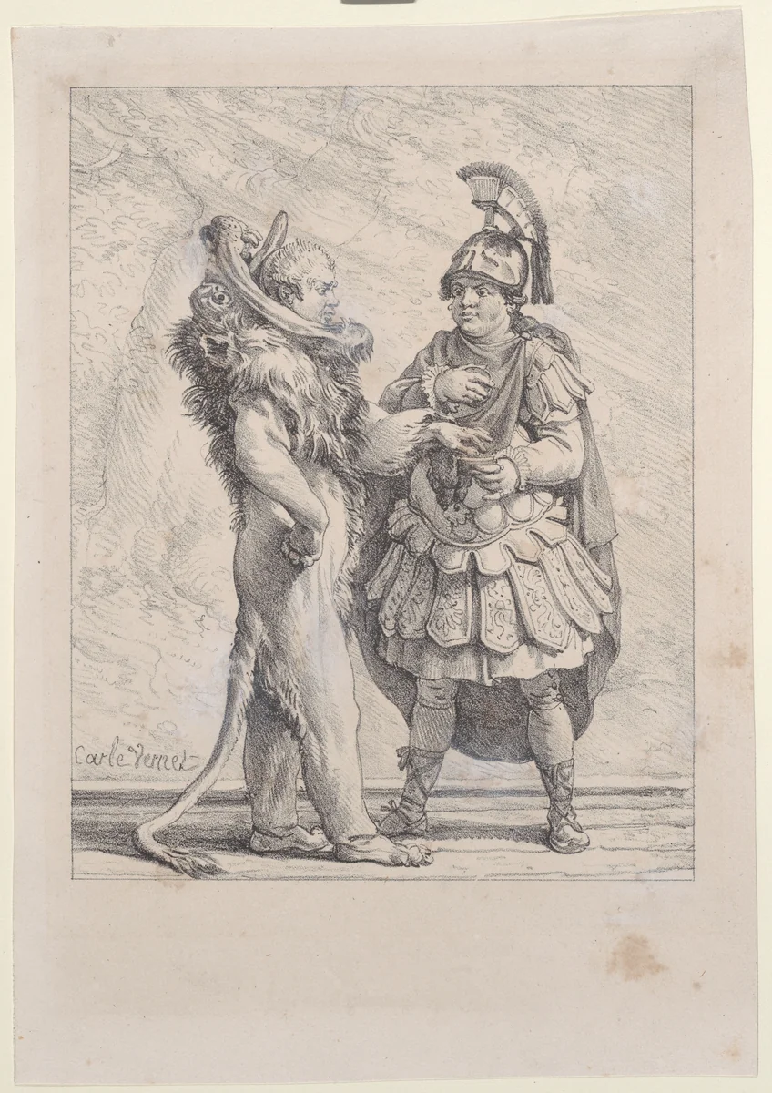 A Pinch of Snuff Behind the Drop by Antoine Charles Horace Vernet, print, 1822-1832