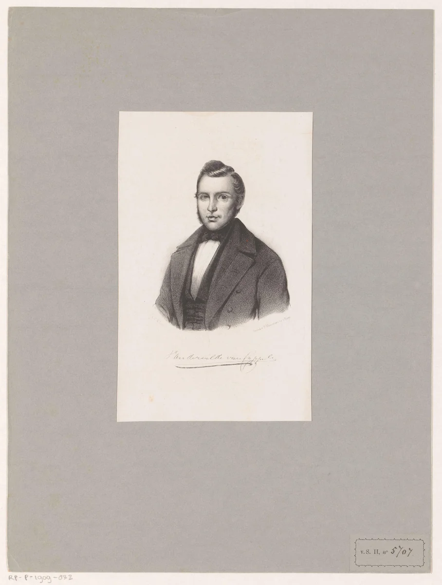 Portret van Sim. Dk. van de Velde van Cappellen by Carel Christiaan Antony Last, print, 1842-1887