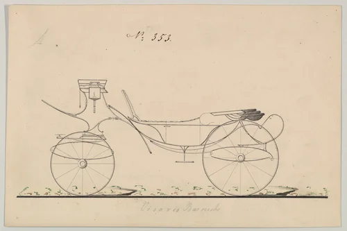Design for Vis-à-vis/ Barouche, no. 353 by Brewster & Co., drawing, 1850-1870