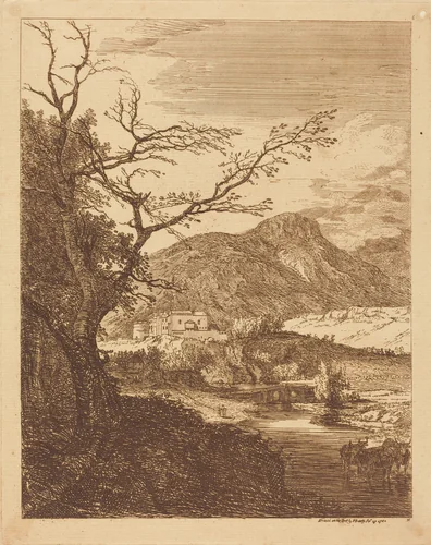 Capriccio with Edinburgh Castle and Arthur's Seat by Paul Sandby, print, 1750