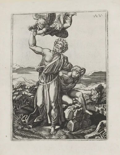 Offer van Isaak by Unknown, print, 1500-1536