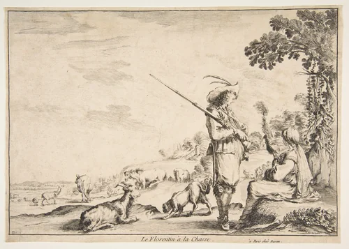 Le Florentin à la chasse by Stefano della Bella, print, 1649-1659