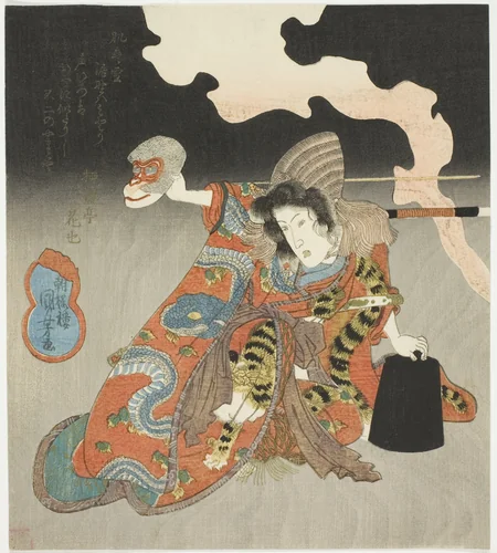 The actor Iwai Hanshiro VI in a female role by Utagawa Kuniyoshi (歌川國芳), print, 1825-1845