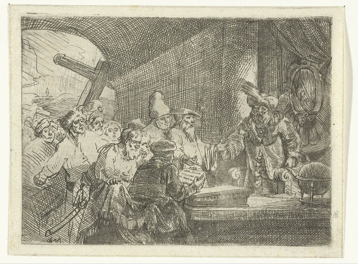 Joden voor Pilatus by Samuel van Hoogstraten, print, 1648
