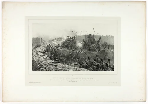 Sortie of the Roman garrison..., from Souvenirs d’Italie: Expédition de Rome by Denis Auguste Marie Raffet, print, 1854