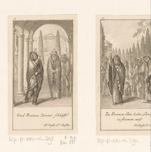 Gesprek tussen de brahmanen by Daniel Nikolaus Chodowiecki, print, 1782