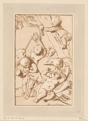 Amors in rust na de jacht by François Philippe Charpentier, print, 1772-1817