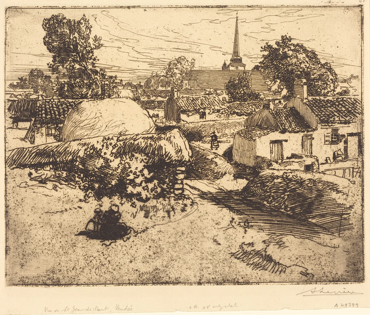 View of St.-Jean-de-Mont, Vendee (Vue de St.-Jean-de-Mont, Vendee) by Auguste Lepère, print, 1892