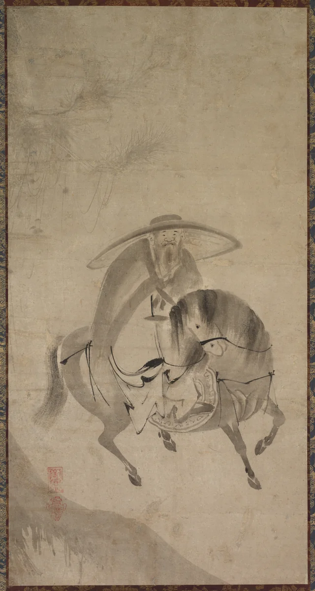 Su Dongpo Riding a Donkey by Reietsu, painting, 1575-1630