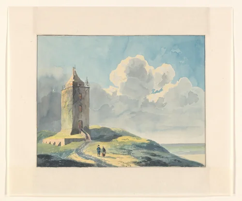 Kustgezicht met vuurtoren by Johannes van Reijn, drawing, 1800-1900