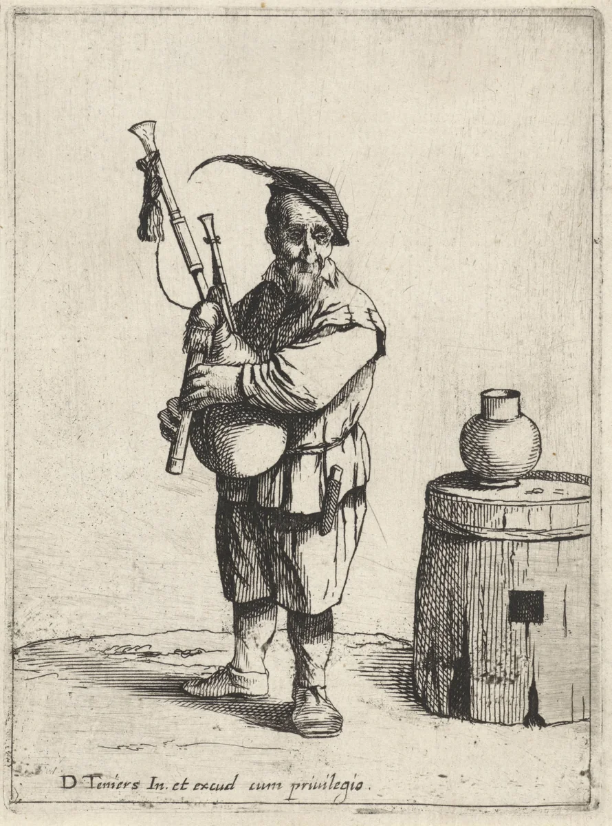 Doedelzakspeler by Quirin Boel, print, 1630-1668