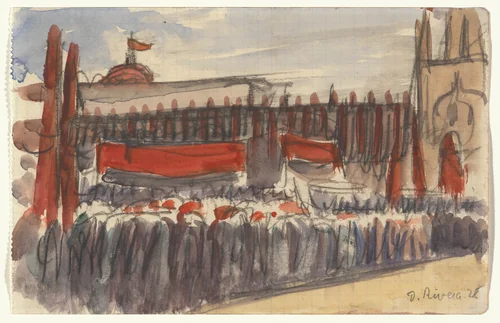 May Day, Moscow by Diego Rivera, drawing, 1928