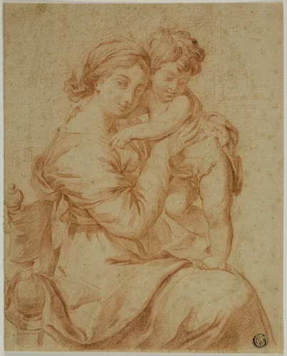 Madonna and Child by Pierre Mignard, drawing, 1632-1799