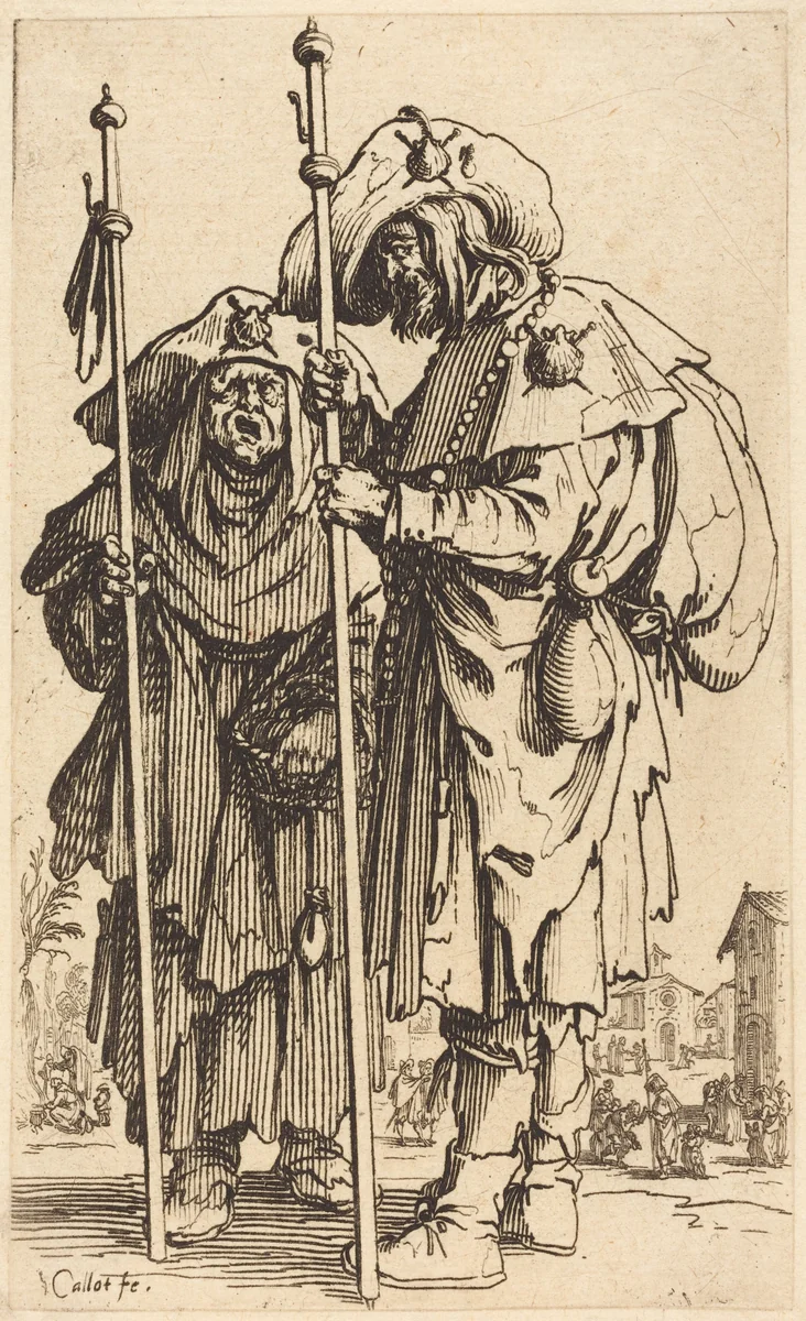 The Two Pilgrims by Jacques Callot, print, 1622