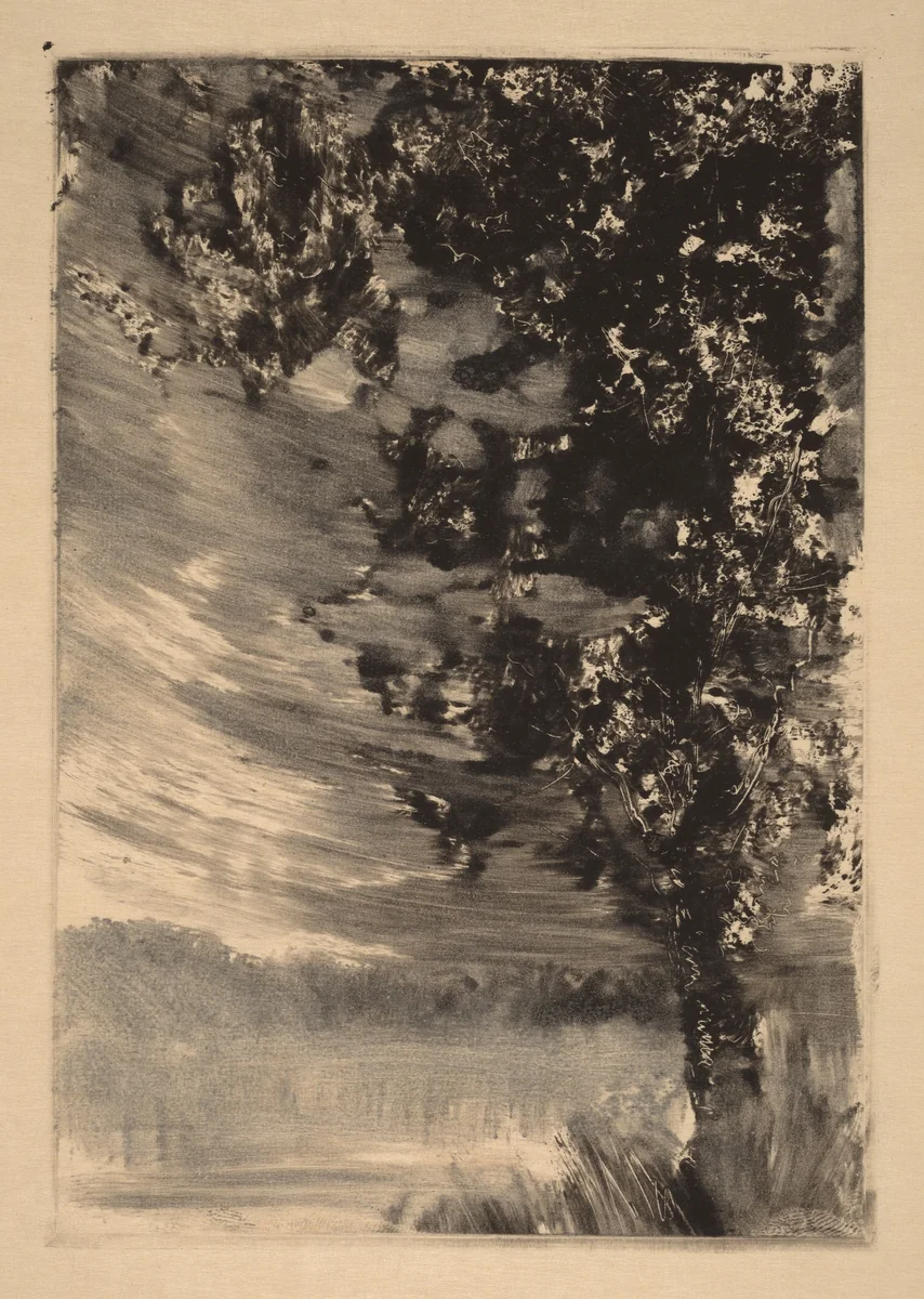 Moonlit Landscape with Tree at the Right by William Fowler Hopson, print, 1903