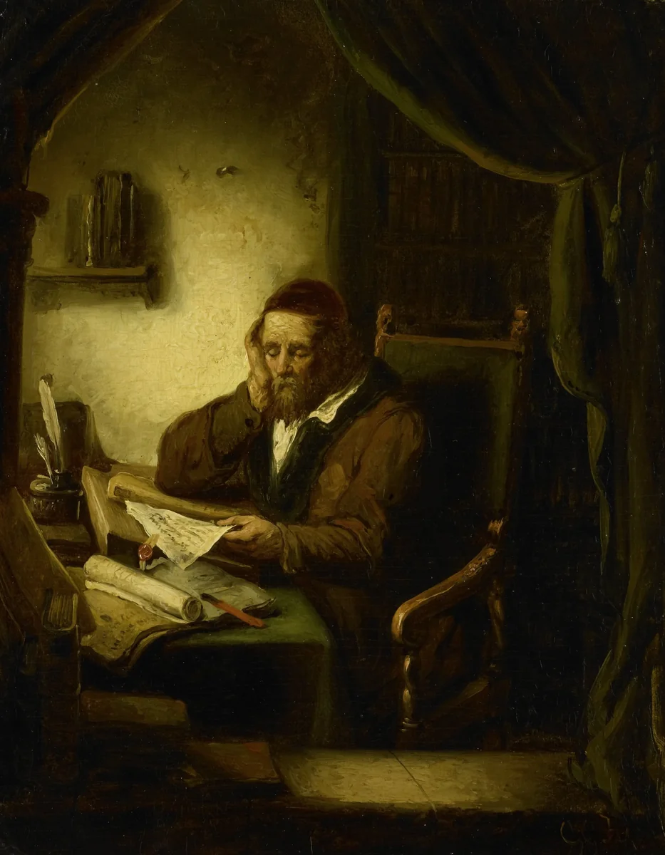 Old Man in his Study by George Gillis Haanen, painting, 1833