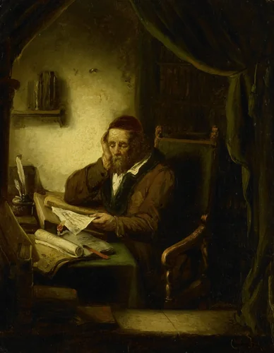 Old Man in his Study by George Gillis Haanen, painting, 1833