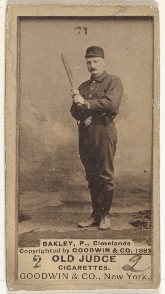 Edward Enoch "Jersey" Bakely, Pitcher, Cleveland, from the Old Judge series (N172) for Old Judge Cigarettes by Goodwin & Company, photograph, 1888