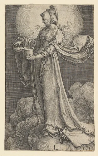 St. Mary Magdalene on the Clouds by Lucas van Leyden, print, 1518