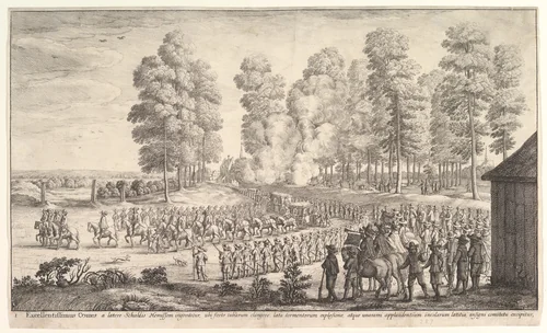 Entry of the Count of Thurn and Taxis into Hemissen by Wenceslaus Hollar, print, 1646-1656