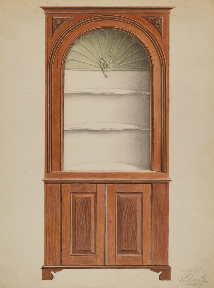 Corner Cupboard by Ferdinand Cartier, index of american design, 1936