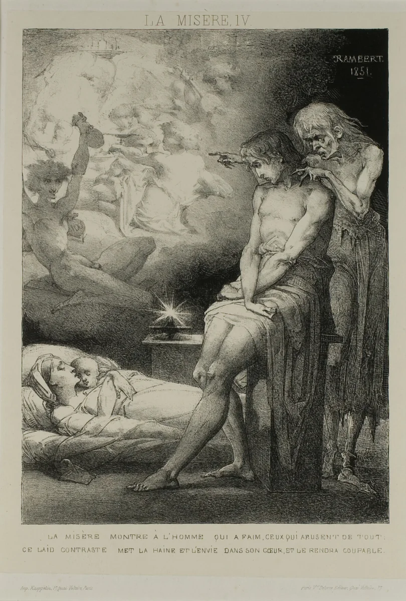 Plate Four from Misery by Charles Rambert, print, 1851