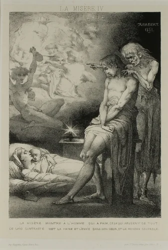 Plate Four from Misery by Charles Rambert, print, 1851