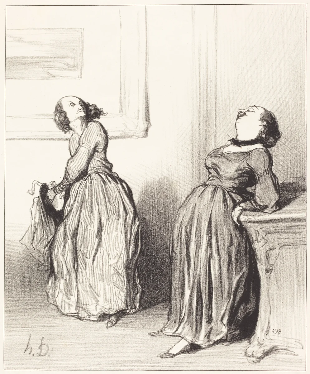 Ah vous trouvez que mon dernier roman n'est pas tout a fait... by Honoré Daumier, print, 1844