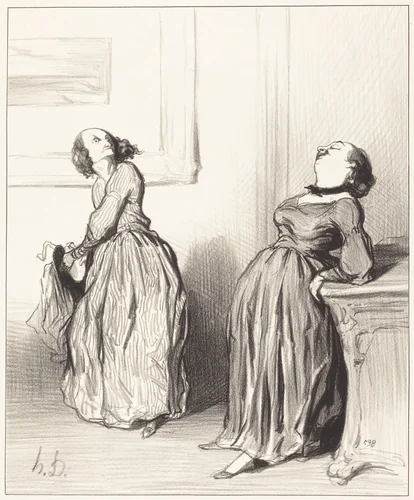 Ah vous trouvez que mon dernier roman n'est pas tout a fait... by Honoré Daumier, print, 1844