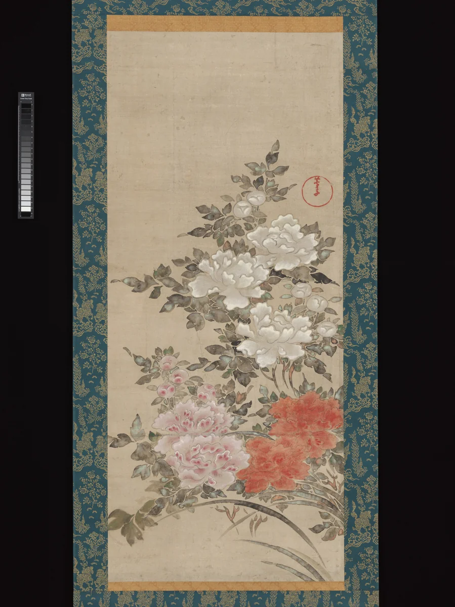 Peonies by Fukae Roshū (深江蘆舟), painting, 1733-1757