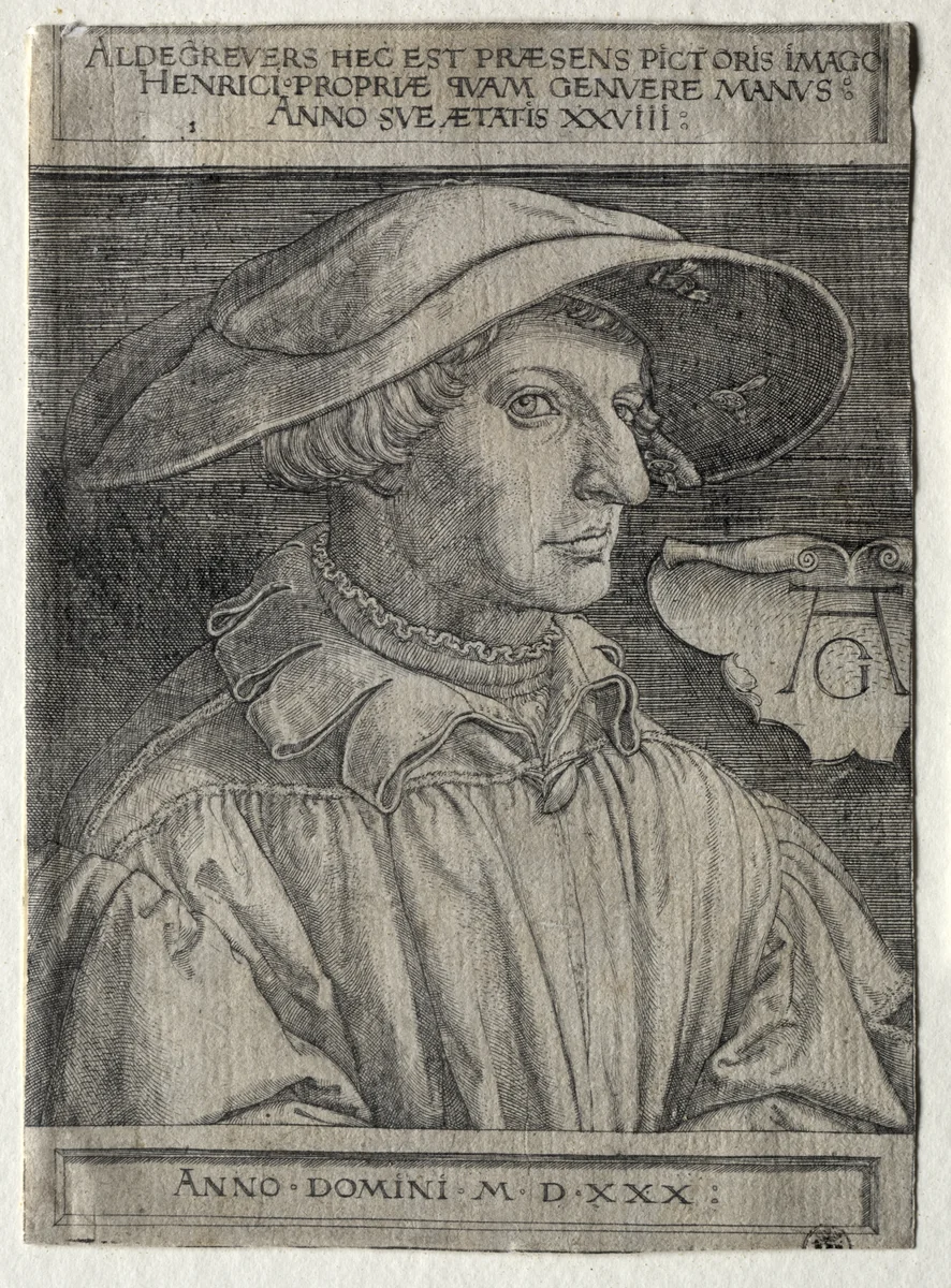 Self-Portrait by Heinrich Aldegrever, print, 1530