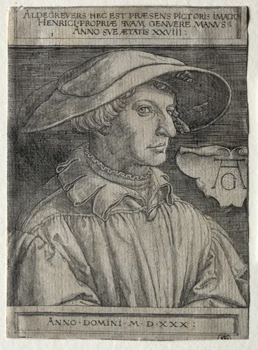 Self-Portrait by Heinrich Aldegrever, print, 1530