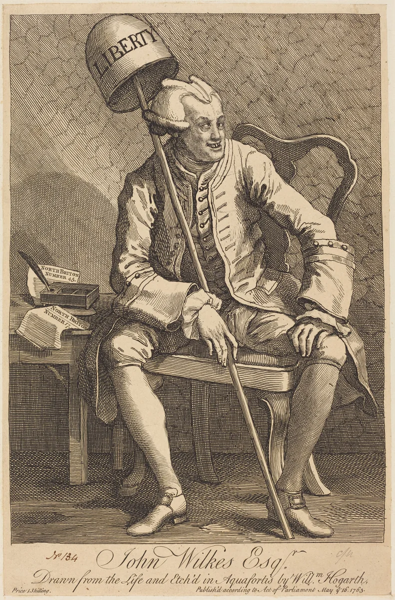 John Wilkes Esq. by William Hogarth, print, 1763