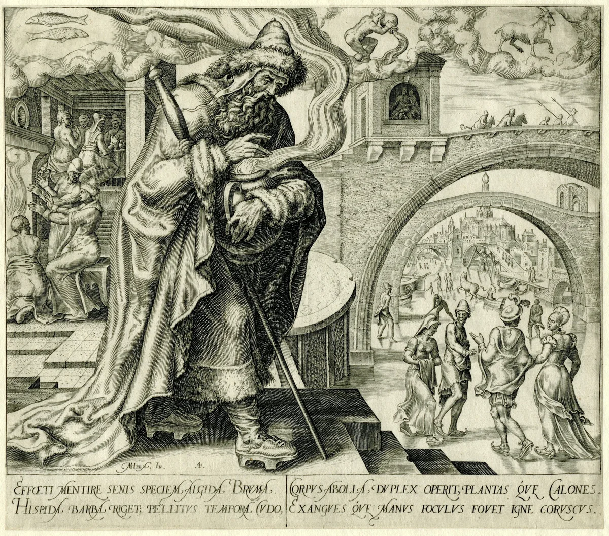 Winter by Philips Galle, print, 1563