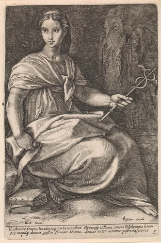 Polyhymnia by anonymous, print, 1601-1652