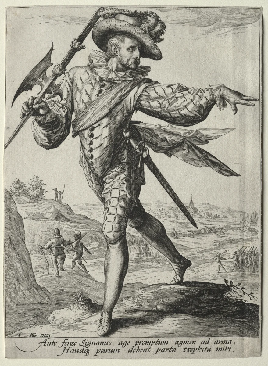 Officers and Soldiers of the Bodyguard of Emperor Rudolf II: Sergeant by Jacob de Gheyn II, print, 1587