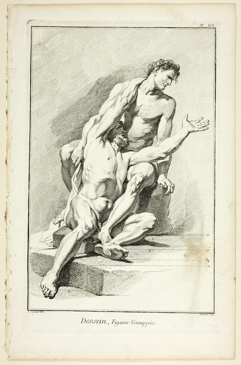 Design: Grouped Figures, from Encyclopédie by Benoît-Louis Prévost, print, 1762-1777