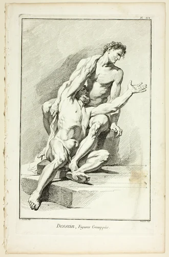 Design: Grouped Figures, from Encyclopédie by Benoît-Louis Prévost, print, 1762-1777