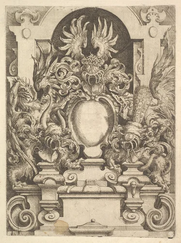Design for a Cartouche, plate from "Architettura" by Wendel Dietterlin, print, 1598