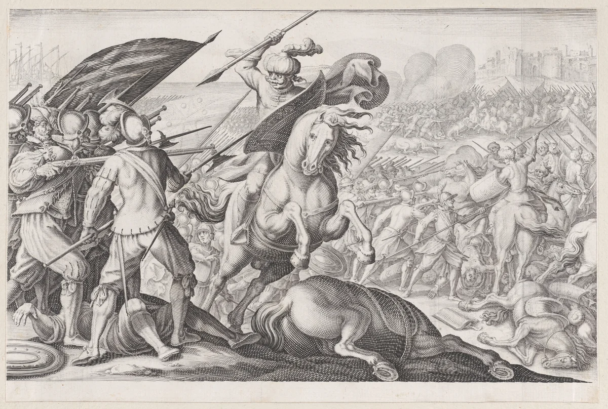 Défaite de la Cavalerie Turque (Defeat of the Turkish Cavalry), from "La Vie de Ferdinand Ier de Médicis série appelée aussi Les Batailles des Médicis" (The Life of Ferdinand I de'Medici also called The Medici Battles) by Jacques Callot, print, 1614-1620