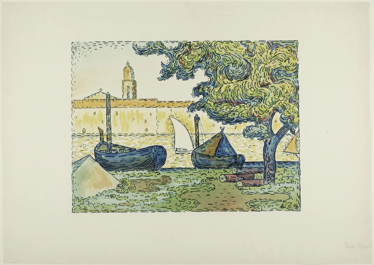 The Port of St. Tropez II, from the seventh album of L'Estampe originale by Paul Signac, print, 1894