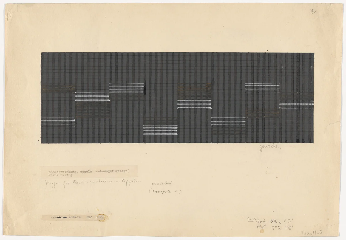 Design for Theater Curtain, Oppeln by Anni Albers, design, 1928